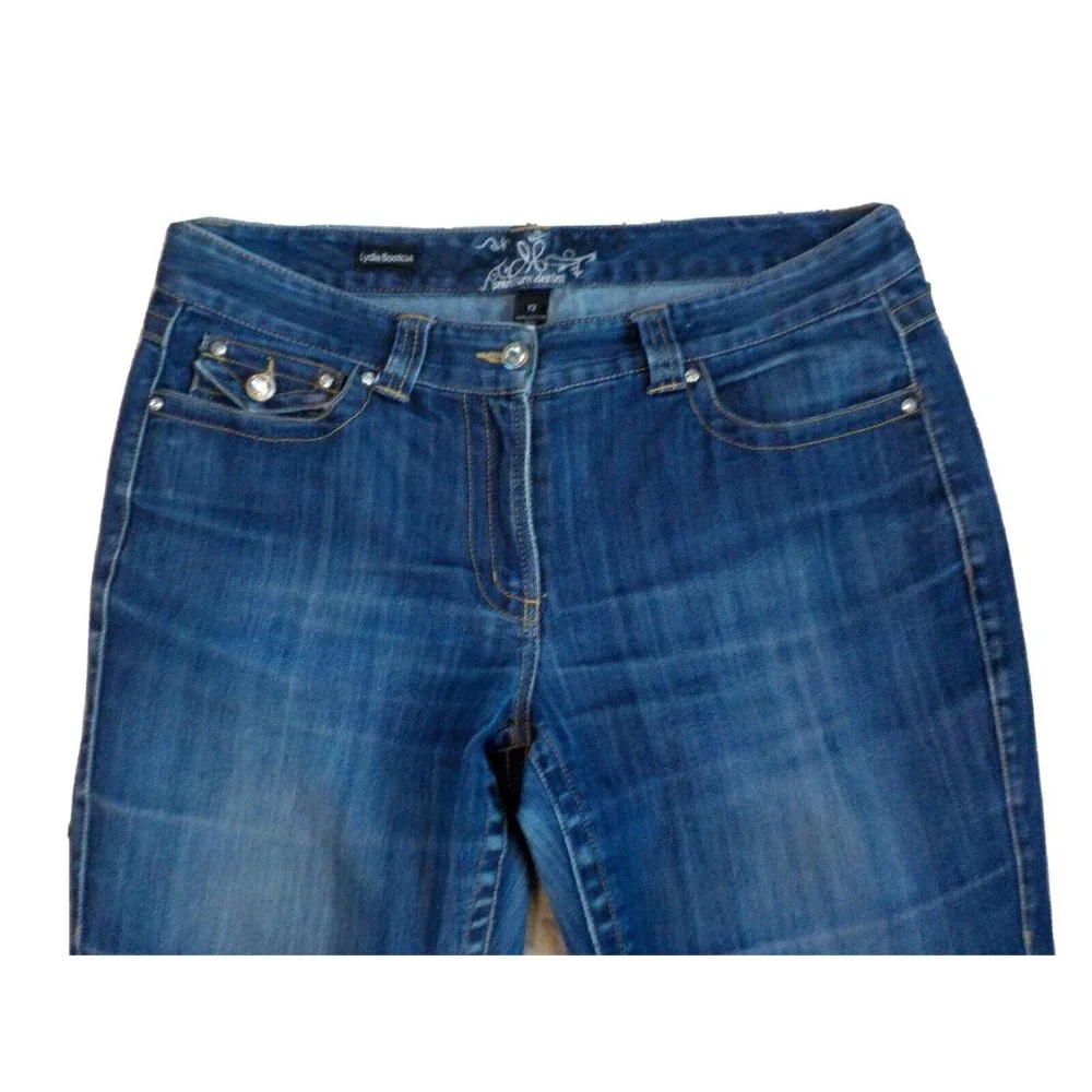 Premium Denim Womens Lydia Jeans Bootcut Stretchy Dark Blue Size 12 (36 x 32) - Picture 2 of 7